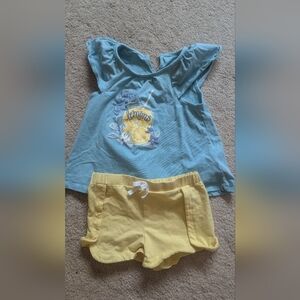 Isaac Mizrahi Yellow Shorts and Blue Top Set